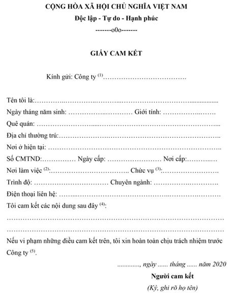 Mẫu bản cam kết, giấy cam kết chuẩn nhất 2024.